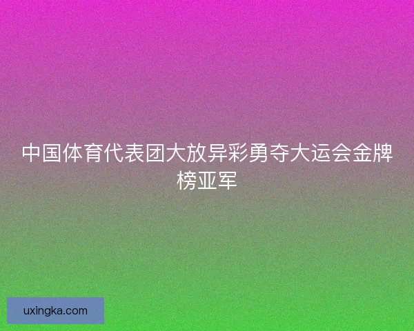 中国体育代表团大放异彩勇夺大运会金牌榜亚军